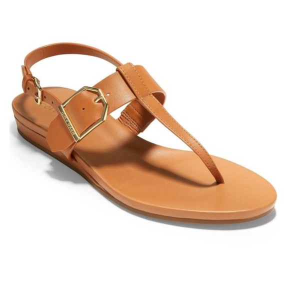 Cole Haan Shoes - Cole Haan Francine Demi Wedge Leather Sandal in "Pecan" Size 8